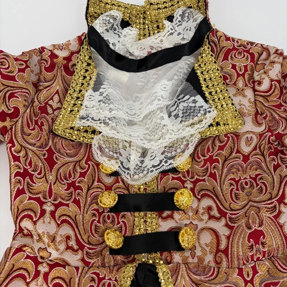 Chasing Fireflies Costume Jacket Boys Size 6 Red Gold Brocade Victorian Prince